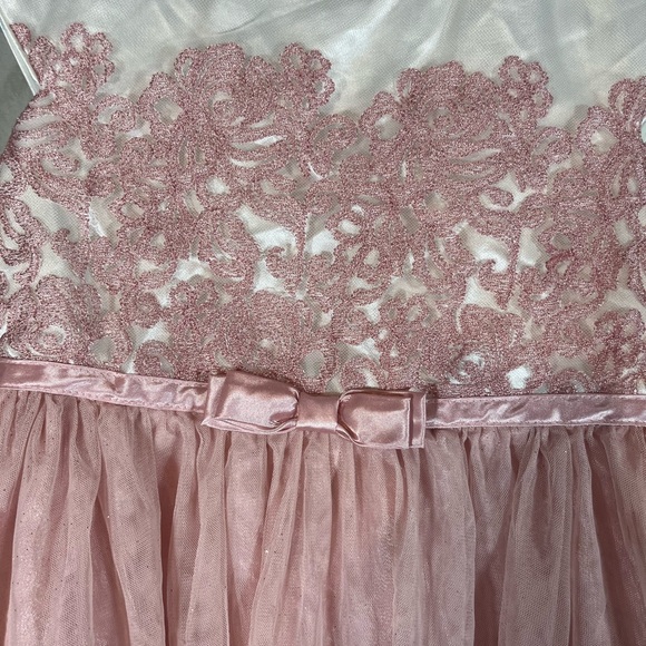 Jona Michelle Elegant Pink Lace Kids Dress - Picture 3 of 9